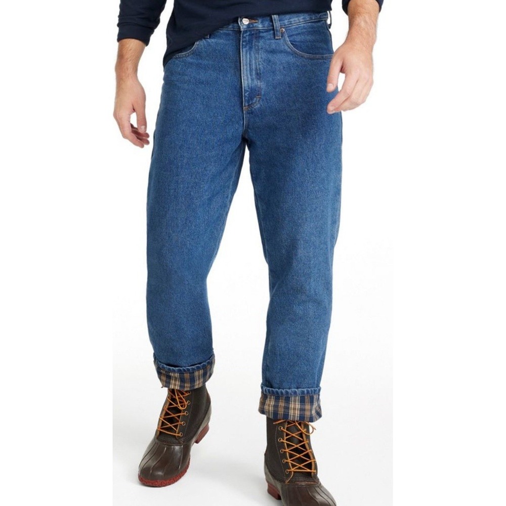 Vtg‎ LL Bean Mens Blue Denim Jeans Flannel Lined Workwear Utility Winter 36 x 34